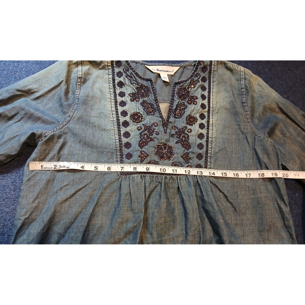 Tantrums Jean Beaded Embroidered Long Sleeve Blouse Small - Picture 9 of 11